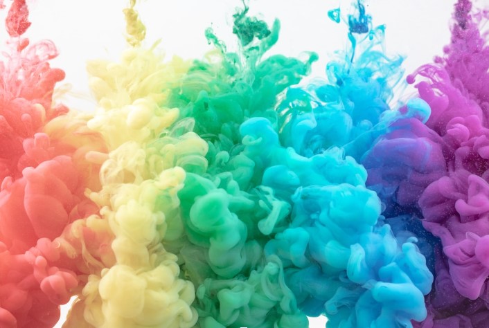 Puffs of smoke in all the colors of the rainbow.